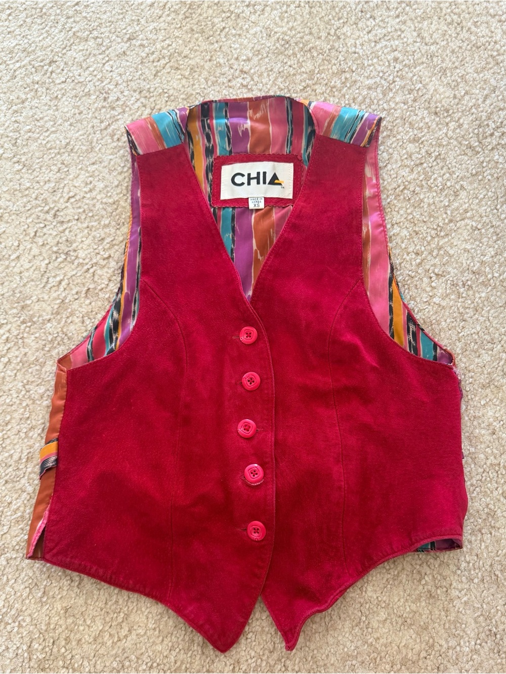 CHIA Vintage Red Suede Button Front Vest